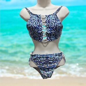 Lilly Pulitzer Blue and White Bikini Set size 4